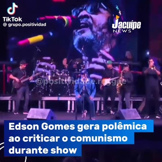 Site Jacuípe News on Instagram: "Um dos maiores nomes do reggae brasileiro, o cantor Edson Gomes voltou a se envolver em polêmica após declarar, durante um show, que o comunismo estaria “roubando” as crianças. O artista fez um alerta para que as futuras gerações não se tornem “uma presa” e orientou os pais a reagirem, dando direcionamento aos filhos para que não fiquem à mercê da tirania. A fala foi publicada pela página Positividade Reggae e viralizou nas redes sociais. 👉 Siga o Jacuípe News e