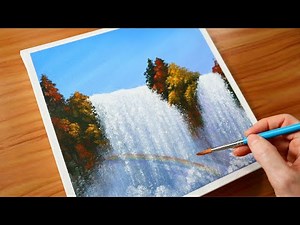 Easy Waterfall Painting Technique | Acrylic Painting for Beginners | Acrylic Painting Tutorial