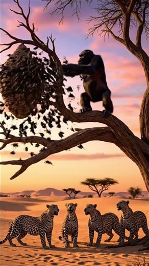 LEOPARDS GET REVENGE! Cornered Monkey Weaponizes Bees and Sends the Big Cats Running! ✅🐝