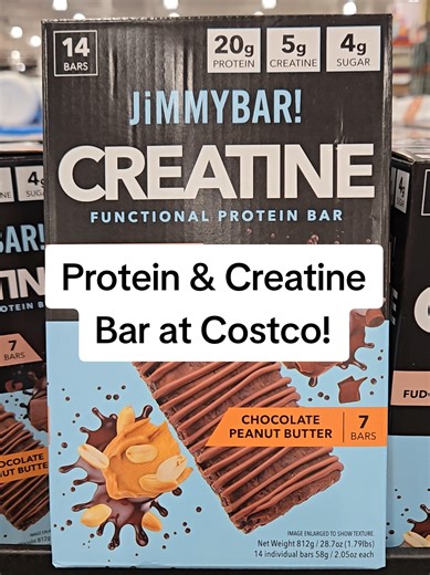 Jimmy Bar Creatine bars now at Costco! My first time seeing protein bars with creatine. 5g Creatine per bar. Have you tried Jimmy bars before? #costcotiktok #costcofinds #creatinepowder #proteinbar