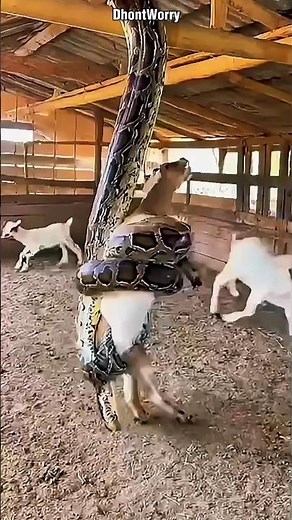 Shocking Moment a Giant Python Swallows a Goat Alive Inside the Pen!
