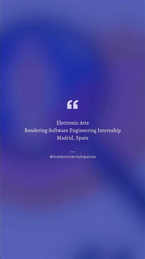 Electronic Arts - Rendering Software Engineering Internship