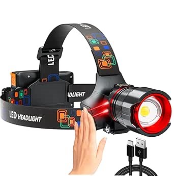 Headlamp Rechargeable 90000 Lumens Ultra Bright Head Lamp Super Bright Hard Hat Light Zoomable IPX54 Headlight Camping Accessories 6 Modes Waterproof Headlight Camping Gear for Adults Cycling Running