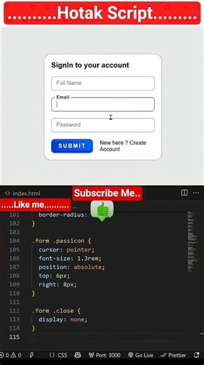 Legendary Animated Signup Page 😱 | CSS Floating Placeholder Animation #Shorts #coding #csstutorial