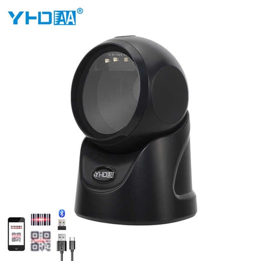 High Speed 2D Omnidirectional Auto Sensing Bar Code Reader Wireless Bluetooth Desktop Barcode Scanner for Supermarket Library