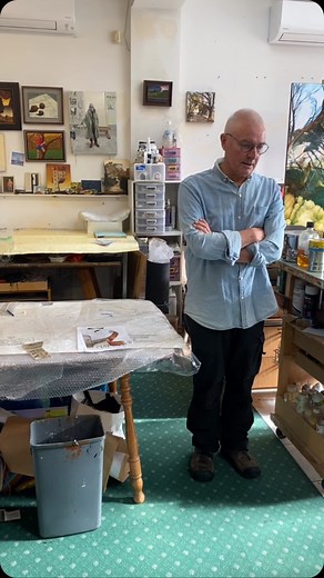 Like many Sydneysiders, I like to escape the suffocating humidity of summer. No surprise that my Art Workshops in Tasmania are popular. This is our third in February and March. Prominent Tasmanian artist David Keeling invites us into his Hobart studio and gives a painting demonstration under a tree at @rathofarm in Bothwell. #landscapepaintingworkshops #tasmania #arttraveladventures | ART Travel Adventures