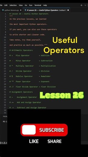 32. Useful Python Operators ⚡ Lesson 26 #shorts
