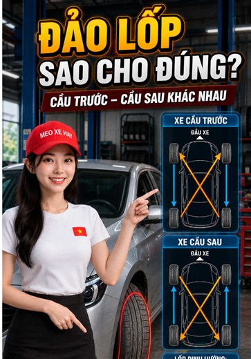 Cách đảo lốp ô tô: sơ đồ đảo lốp cầu trước và cầu sau