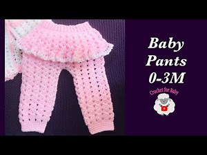 How to crochet newborn baby girl pants | leggings trousers with ruffles 0-6M - Crochet for Baby #185