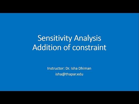 Sensitivity Analysis Part 2 Addition of Constraint