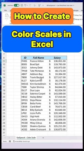 How to Create Color Scales in Excel using conditional formatting! ✨ #excel #accounting #spreadsheet