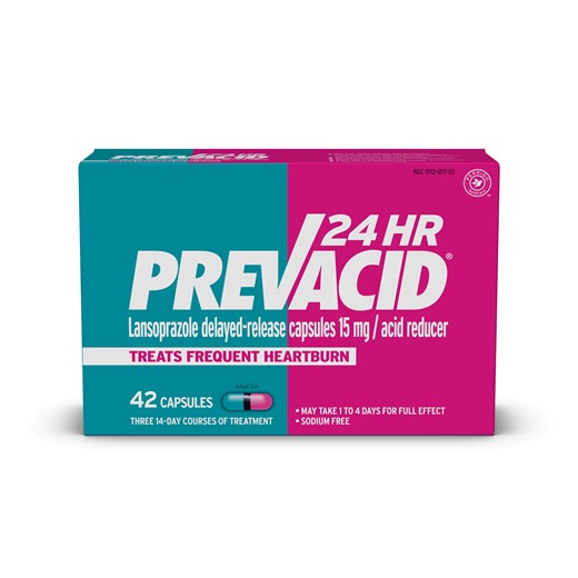 Prevacid 24HR Lansoprazole Delayed-Release Capsules for Heartburn Relief, 15 mg, 42 Count