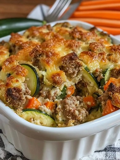 71K views · 316 reactions | Zucchini Hamburger Casserole Ingredients: 1 pound ground beef 1 medium onion, diced 2 cloves garlic, minced 4 medium zucchinis, sliced 1 can (14.5 ounces) diced tomatoes, undrained ...... Full Recipe in Coʍmеոτ  | Yay Food | Facebook
