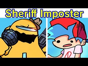 Friday Night Funkin' VS Yellow Impostor, Sheriff Showdown FULL WEEK 1 + Cutscenes (FNF Mod/Among US)