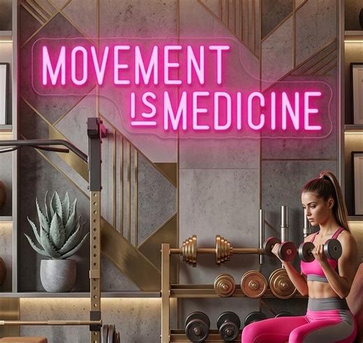 Movement is Medicine Neon Sign for Gym Wall Decor | Fitness Motivation LED Neon Light | Workout Room Decor | Inspirational Quote Neon Sign - Etsy