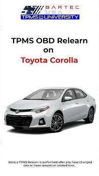 Toyota Corolla TPMS OBD Relearn