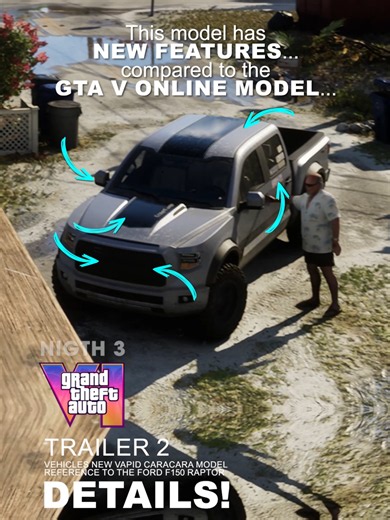 GTA 6 DETAILS ANALYZING TRAILER 2 #40!! GTA 6 Details First Look Vehicles New Vapid Caracara Model reference to the Ford F150 Raptor #gta #gta6 #gta6trailer #gtavi #foruyou #fyp #trendingvideo #viral #viralvideo