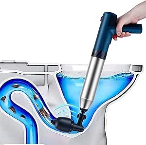 Electric High Pressure Drain Blaster Air Gun Toilet Plunger for Unclogging Household Toilets, Bathtubs, Washbasins, Sinks, and Floor Drains.