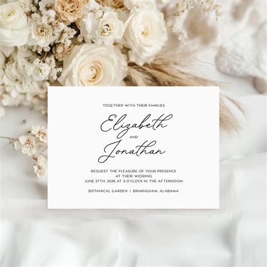 Elegant Script Wedding Invitation, Corjl Template, Printable Wedding Invite, Editable Wedding Invitation, Minimalist Wedding Invitation LP1 - Etsy Australia