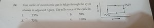 24. One mole of monatomic gas is taken through the cycle shown ... | Filo