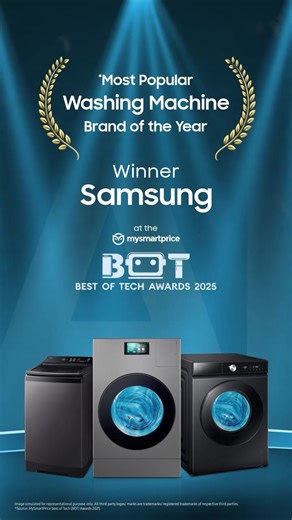 Most Popular Washing Machine Brand of the Year Samsung delivers powerful performance, smart wash & lasting reliability 💙 Available now at Nandilath G Mart #nandilathgmart #Samsung #washingmachine | Nandilath G Mart