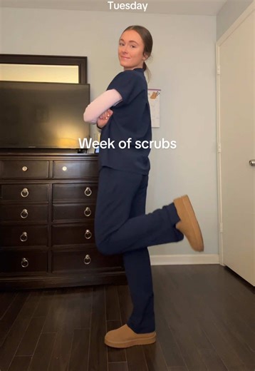 Navy blue dress code but make it fun with colored under scrubs 😚 Week one of capstone complete!!! #occupationaltherapy #clinicals #ot #student #scrubs