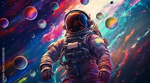 beautiful animation of an astronaut in space