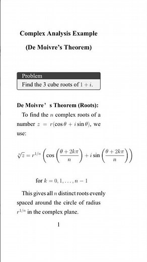 Complex Analysis Example — De Moivre’s Theorem (Roots)