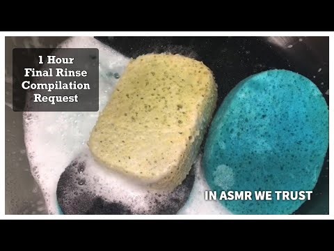 1 Hour Final Rinse Compilation (YT & FB Request) ~ ASMR Sponge Rinsing | Timestamps included