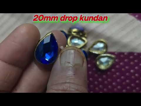 20mm drop kundan stones blue colour shape stones #jewelrymaking #stonebeads