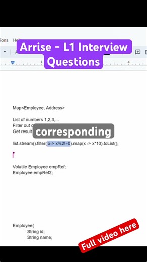 Java Interview Prep: Arrise 1st Round Questions Explained! #shorts #javainterviewquestions #java