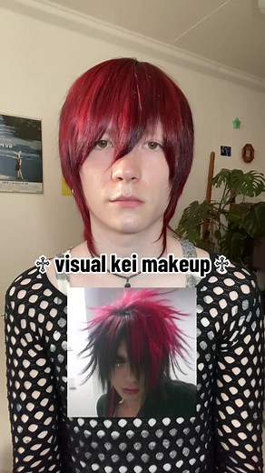 Black Hair Color with Red Highlights: Vkei Hair Coloring Ideas
