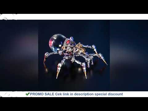 Mostarle Crystal Lamp Jumping Spider 3D Metal Puzzle DIY Model Kit Sci-Fi Mechanical Spider Steampun