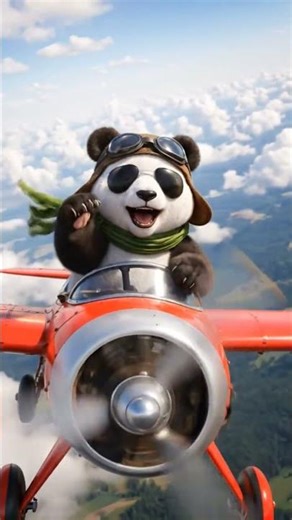 Panda is flying an airplane #viralvideo #aivideo #ai #shorts