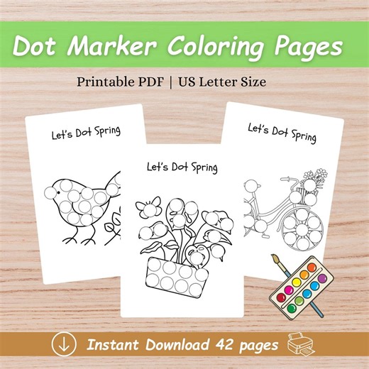 Dot Marker Coloring Pages: Fine Motor Skills Activity (42 US Letter Pages) PDF Printables - Etsy