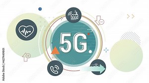 Impact of Telecom 5G in Technology Development - Concept Animated Illustration as MP4 File