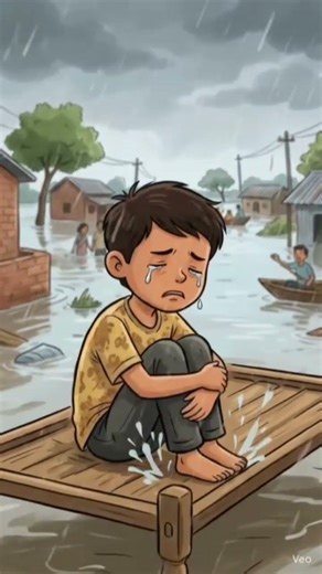 Alien saves Boy from Deadly Flood! 🥺 #ai #shorts #flood #emotional