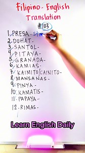27K views · 264 reactions | Ano sa ENGLISH ang mga salitang ito? Filipino-English Translations Tagalog-English Translation #translation #trabslation #trabslate #anosaenglish #englishtagalogtranslation #anosaenglishang #learnenglisheveryday #learnenglish #englishtutorials #englishlesson #fypviralシ #followers #englishspeakingpractice | Learn English Daily | Facebook