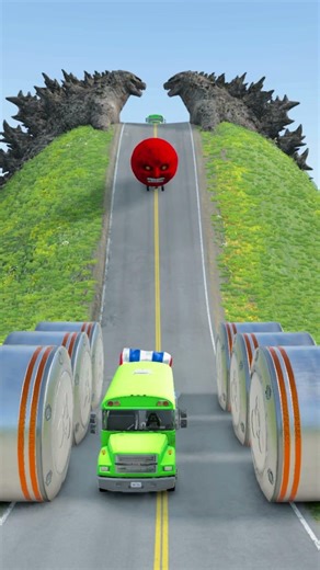 School Buses & Ambulance Van vs Hydraulic Crush - BeamNG.drive33333Crazy crashes,