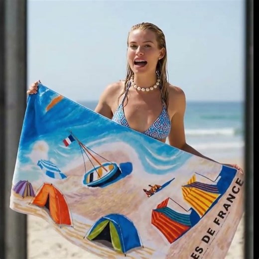 Serviettes de plage publicitaires personnalisées en sublimation HD, recto polyester et verso coton