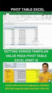 Belajar Microsoft Excel : Cara Setting VARIASI TAMPILAN VALUE Pivot Table Microsoft Excel (Part 4)