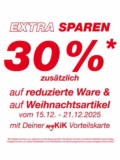 30 % Rabatt auf Weihnachtsartikel bei KiK – Nur bis 21.12.25!
