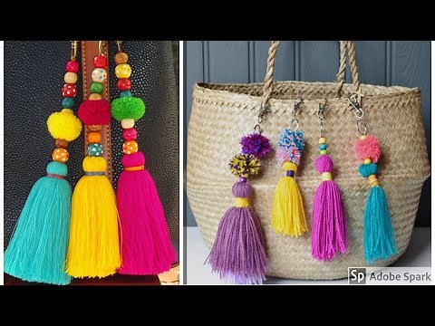 Pom Pom Keychains | How to make woolen tassel bag charm very easily / Woolen key chain tutorial