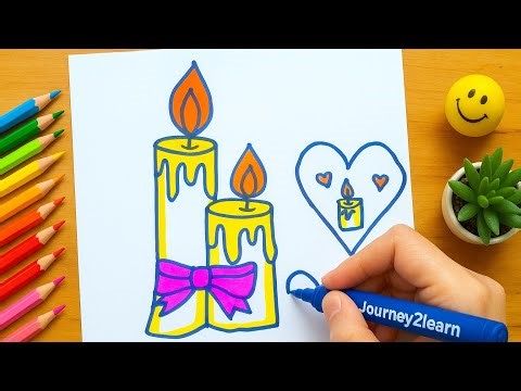 How to Draw Beautiful Candles with Heart – Easy & Fun Step by Step Drawing Tutorial |J2L Drawing