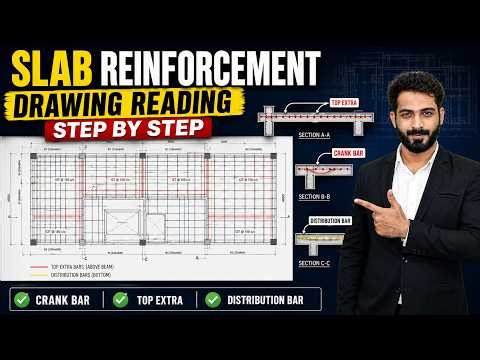 Slab Reinforcement Drawing Reading | Crank Bar, Top Extra & Distribution Bar