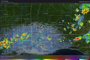 350pm Radar Update - Storms continue to develop and drift east-southeast this afternoon. Any stronger storms today will be capable of producing gusty winds, small hail, and frequent lightning. | US National Weather Service Mobile Alabama | Facebook
