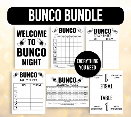 Bunco Score Sheet, Bunco Tally Sheets, Bunco Scorecards, Bunco Game Rules, Bunco Table Numbers, Bunco Party Game, Bunco Dice Game, Bunco Fun - Etsy