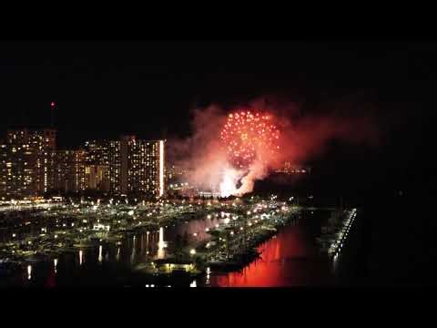 Honolulu Fireworks Friday Night 🎆 | Stunning Drone View Over Waikiki, Hawaii