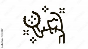 Girl with Support Groups Icon Animation. black Girl with Support Groups animated icon on white background