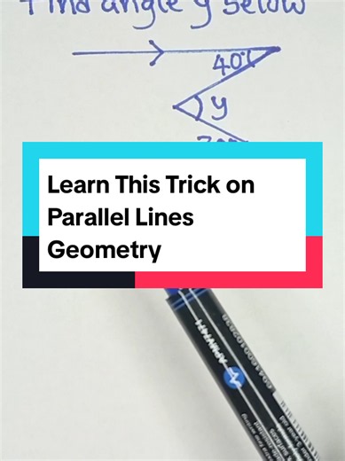 Parallel Lines Geometry Trick! 🔥 Struggling with parallel lines questions in geometry? In this video, I reveal a simple and powerful trick to solve parallel lines problems faster and more accurately. Learn how to identify corresponding angles, alternate angles, co-interior angles, and other key angle relationships that frequently appear in exams. Perfect for students preparing for WAEC, NECO, JAMB, GCSE, SAT, and other mathematics exams. Master this geometry shortcut and boost your confidence i